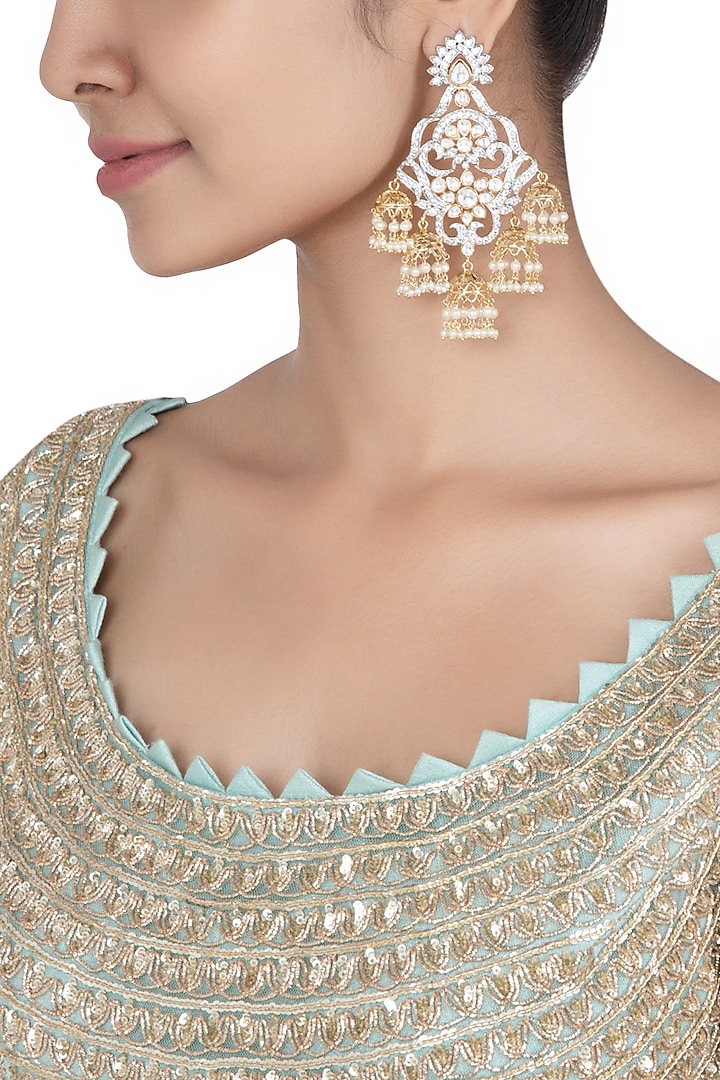 Gold plated faux diamond jhumki earrings by Aster