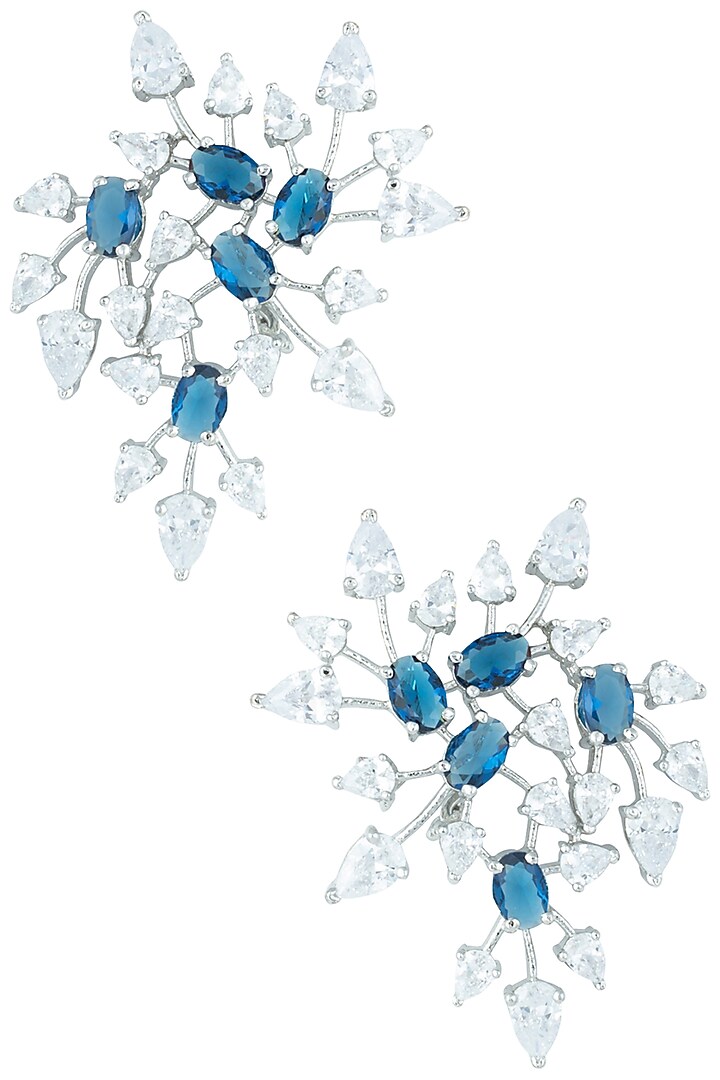 Silver plated faux diamond floral stud earrings available only at Pernia's Pop Up Shop.