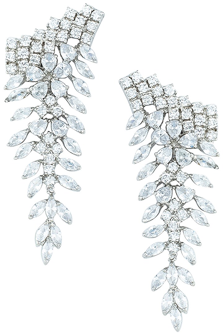 Silver plated faux diamond dangler earrings available only at Pernia's Pop Up Shop.
