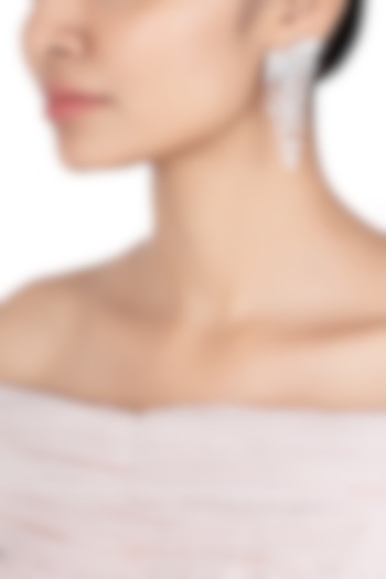 Silver plated faux diamond dangler earrings available only at Pernia's Pop Up Shop.