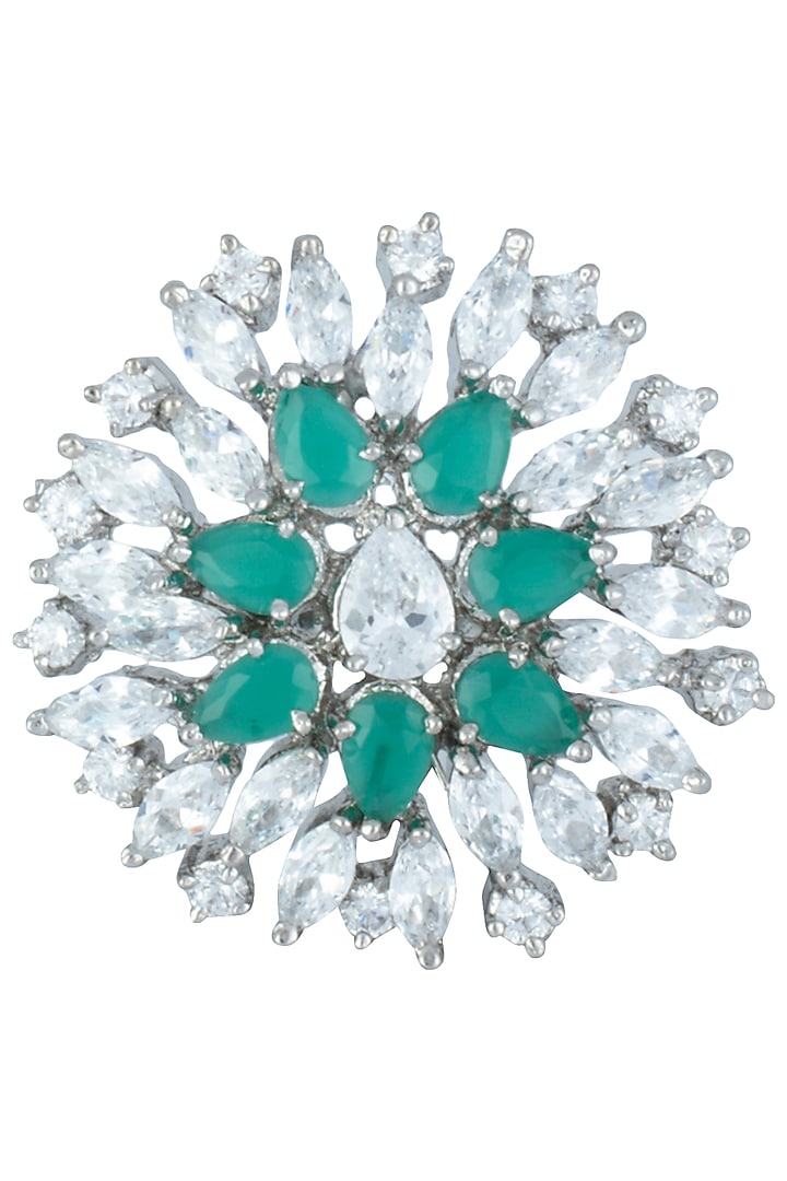 Silver plated faux diamond flower shaped ring available only at Pernia's Pop Up Shop.