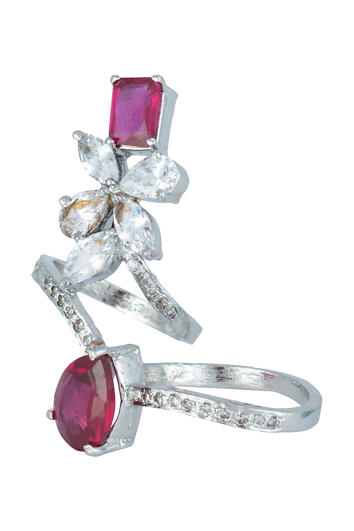 Silver plated faux diamond and ruby double finger ring available only at Pernia's Pop Up Shop.