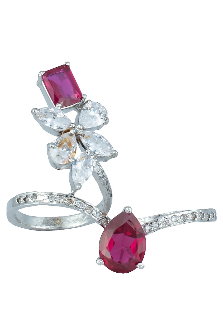 Silver plated faux diamond and ruby double finger ring available only at Pernia's Pop Up Shop.