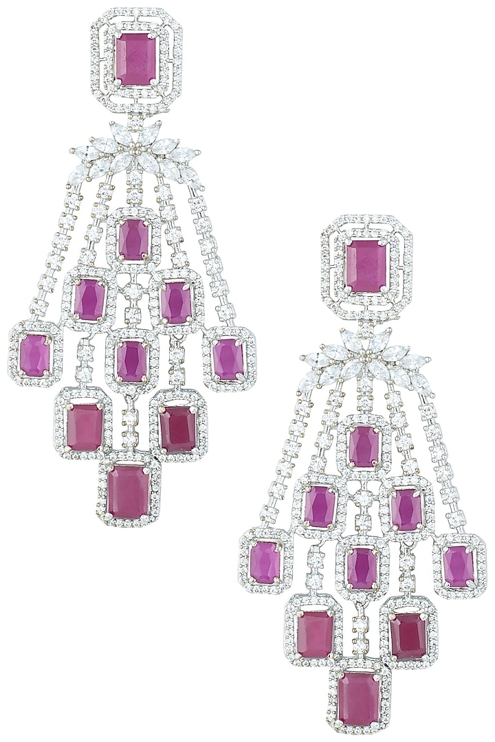 Silver plated faux ruby earrings available only at Pernia's Pop Up Shop.