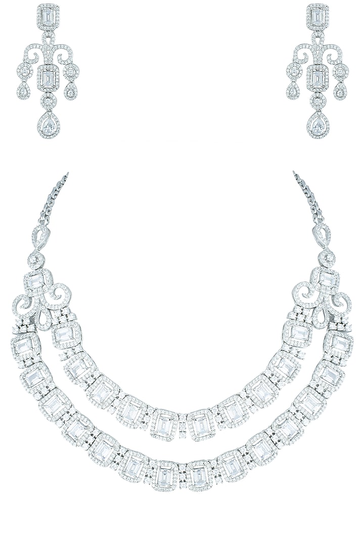 Silver plated faux diamond necklace set available only at Pernia's Pop Up Shop.