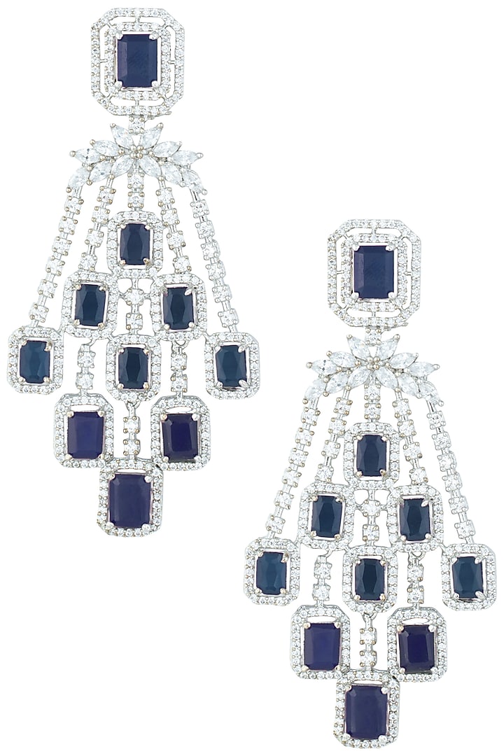 Silver plated faux diamonds and sapphire earrings available only at Pernia's Pop Up Shop.