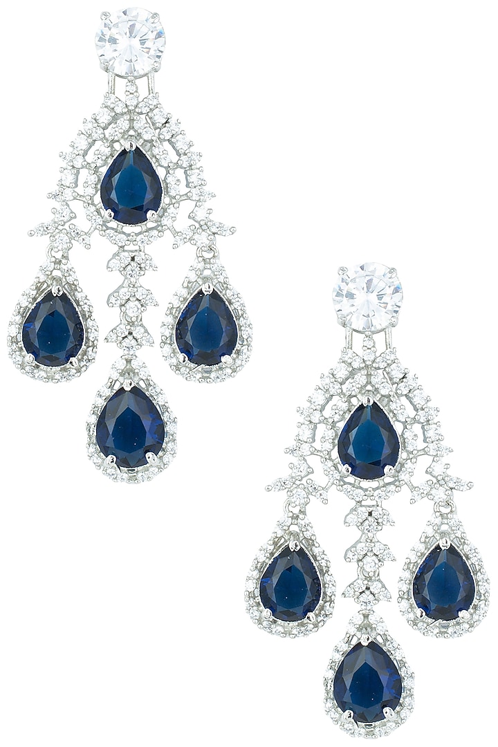 Silver plated faux sapphire earrings available only at Pernia's Pop Up Shop.
