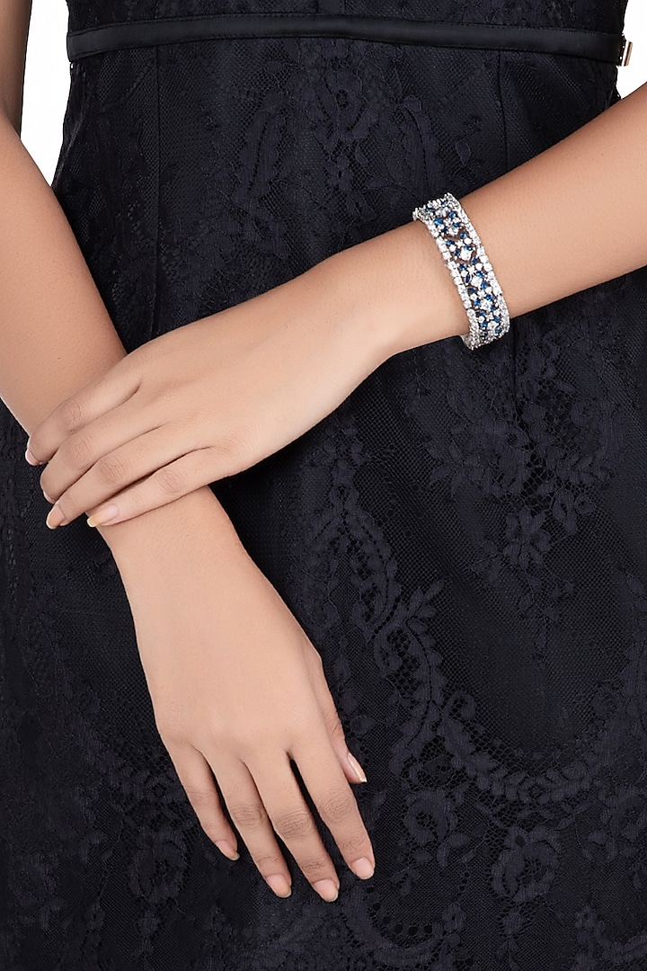 Silver plated faux diamond and sapphire bracelet by Aster