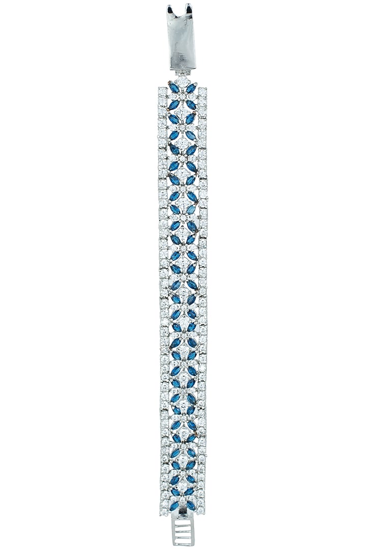 Silver plated faux diamond and sapphire bracelet available only at Pernia's Pop Up Shop.