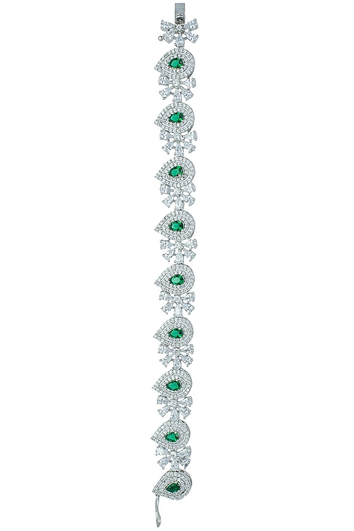 Silver plated faux diamond and emerald bracelet available only at Pernia's Pop Up Shop.