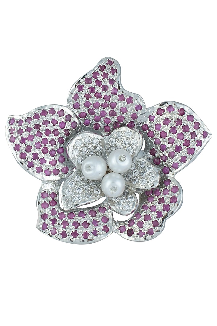Silver plated floral zircon ring available only at Pernia's Pop Up Shop.