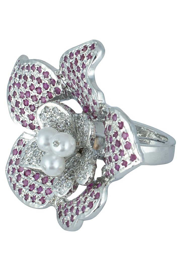 Silver plated floral zircon ring available only at Pernia's Pop Up Shop.