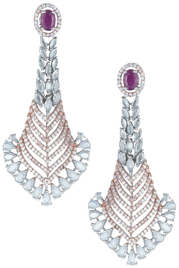 Silver plated faux diamond and ruby earrings available only at Pernia's Pop Up Shop.