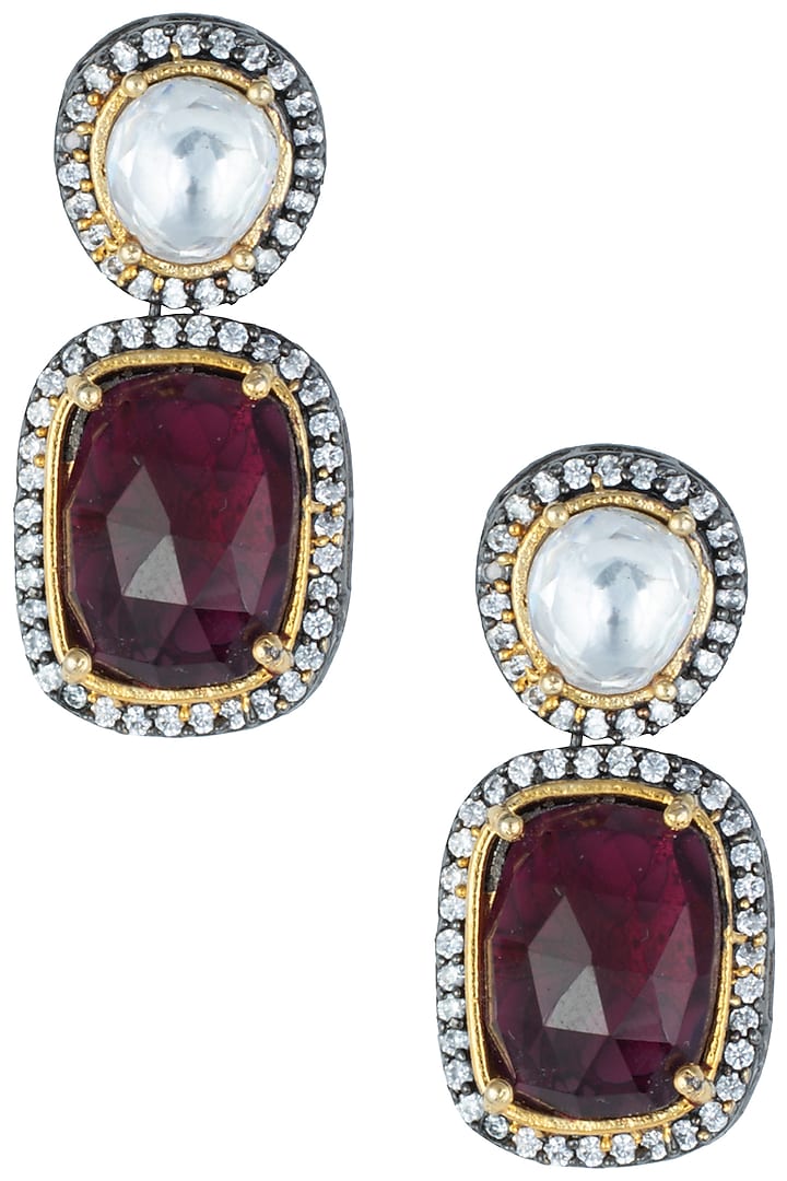 Silver plated kundan and ruby earrings available only at Pernia's Pop Up Shop.