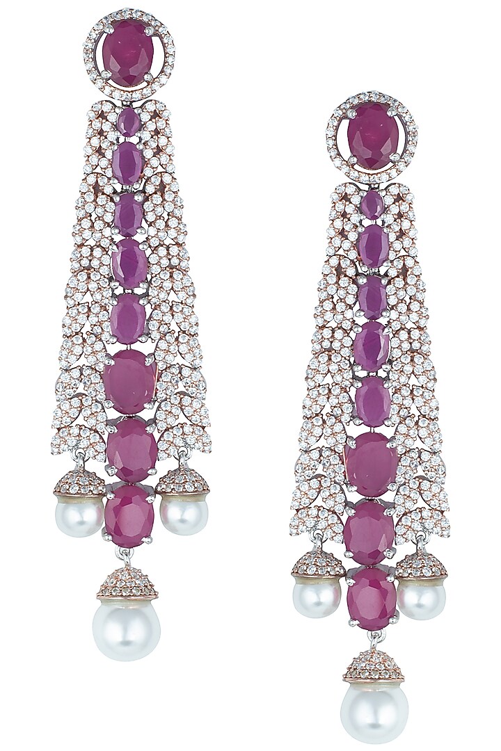 Silver plated faux diamond and ruby dangler earrings available only at Pernia's Pop Up Shop.