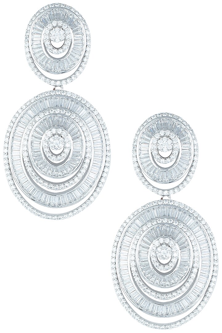Silver plated faux diamond oval earrings available only at Pernia's Pop Up Shop.