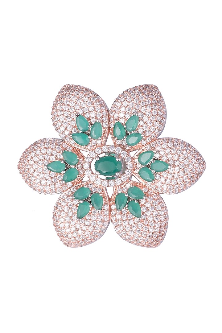 Silver plated kundan and emerald ring available only at Pernia's Pop Up Shop.