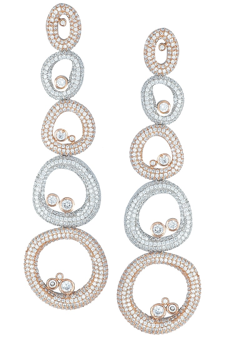 Silver plated faux diamond oval long earrings available only at Pernia's Pop Up Shop.