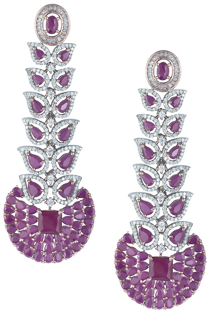Silver plated faux diamond and ruby long earrings available only at Pernia's Pop Up Shop.