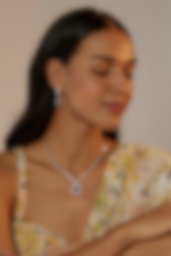 White Finish Zircon & Emerald Necklace Set by Aster at Pernia's Pop Up Shop