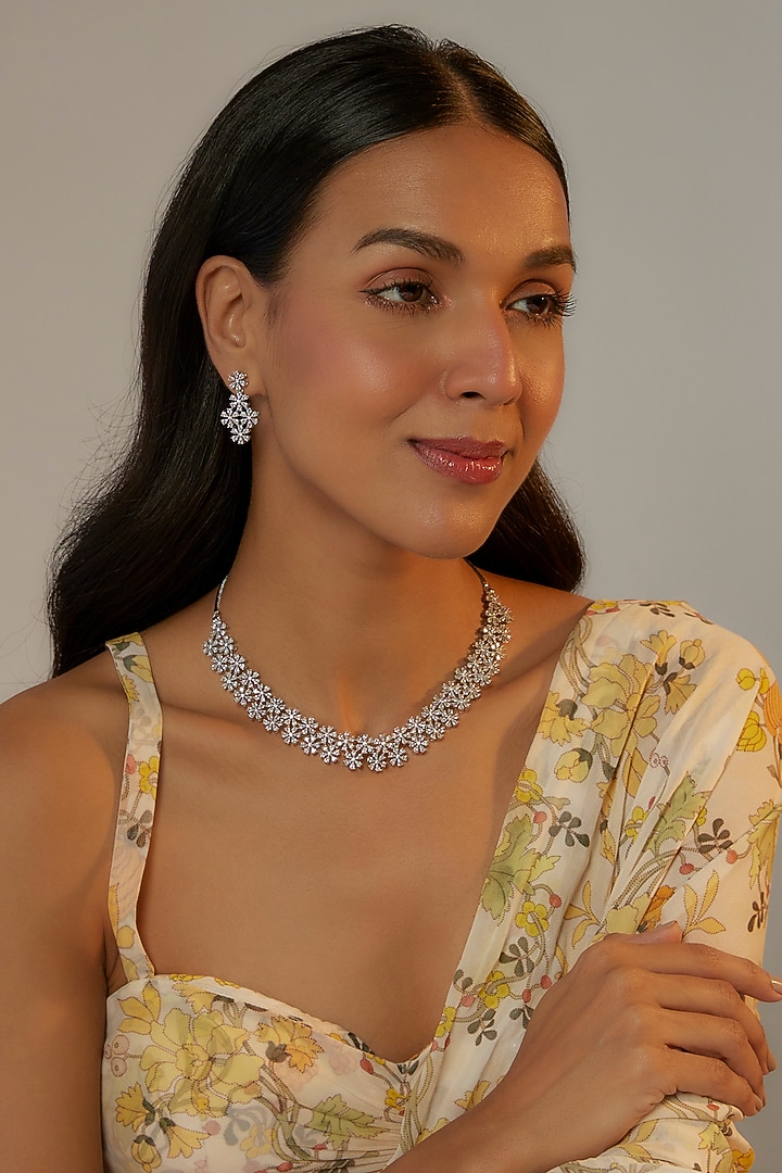 White Finish Zircon Necklace Set by Aster at Pernia's Pop Up Shop