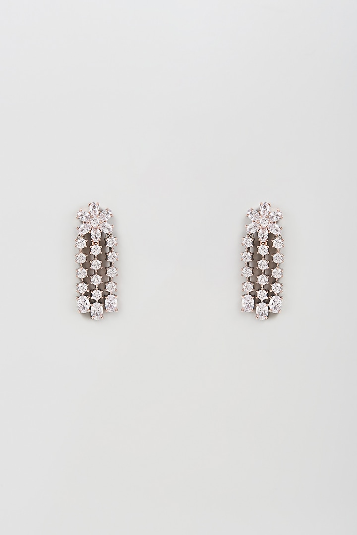 White Finish Zircon Dangler Earrings by Aster at Pernia's Pop Up Shop