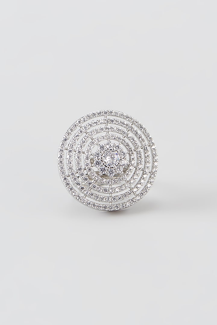 White Finish Faux Diamond Ring by Aster
