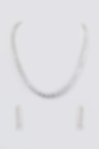 White Finish Faux Diamond Necklace Set by Aster at Pernia's Pop Up Shop