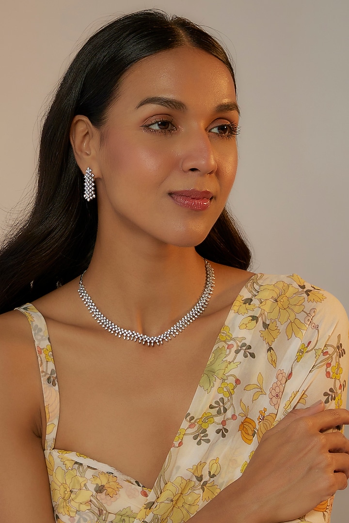White Finish Zircon Necklace Set by Aster at Pernia's Pop Up Shop