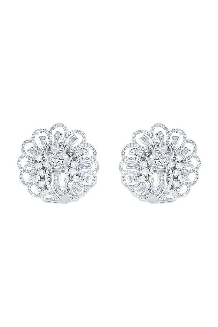 Silver plated faux diamond stud earrings by Aster at Pernia's Pop Up Shop