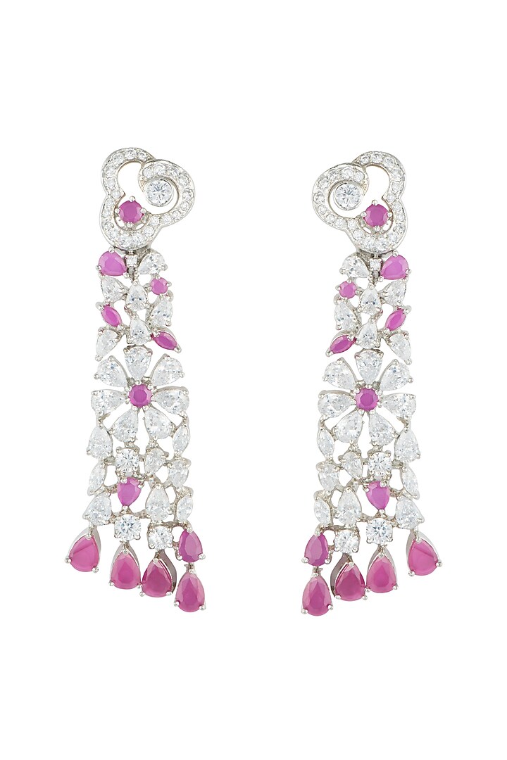 Silver plated faux diamond and ruby earrings by Aster at Pernia's Pop Up Shop