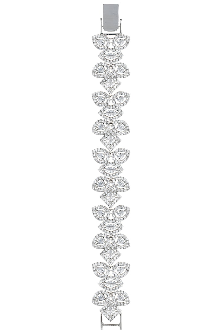 Silver plated white rhodium diamond bracelet by Aster at Pernia's Pop Up Shop