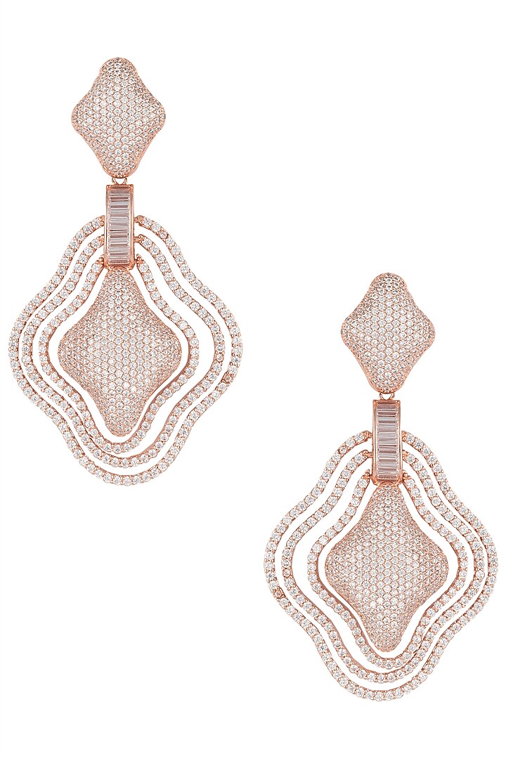Rose gold plated full pave diamond earrings by Aster at Pernia's Pop Up Shop