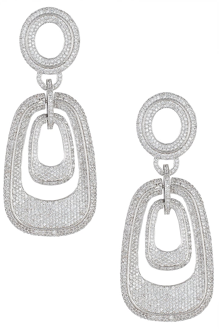 Silver plated white rhodium diamond link earrings Design by Aster at ...