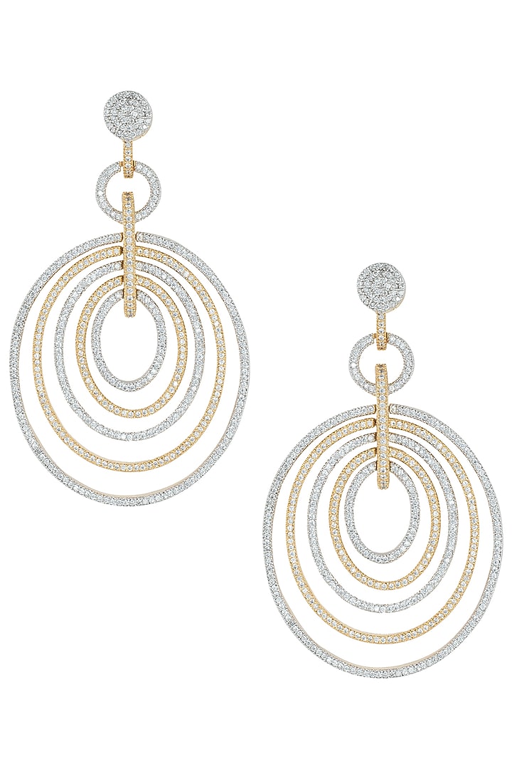 Gold and silver plated diamond multi circle earrings by Aster at Pernia's Pop Up Shop