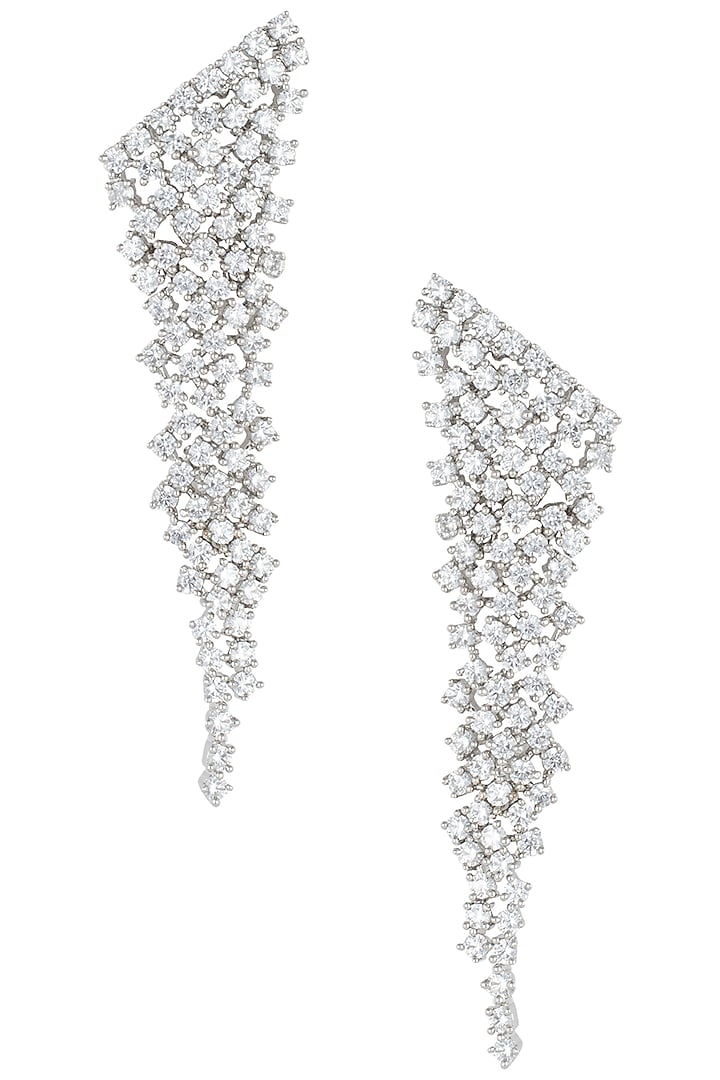 Silver plated waterfall faux diamond earrings by Aster at Pernia's Pop Up Shop