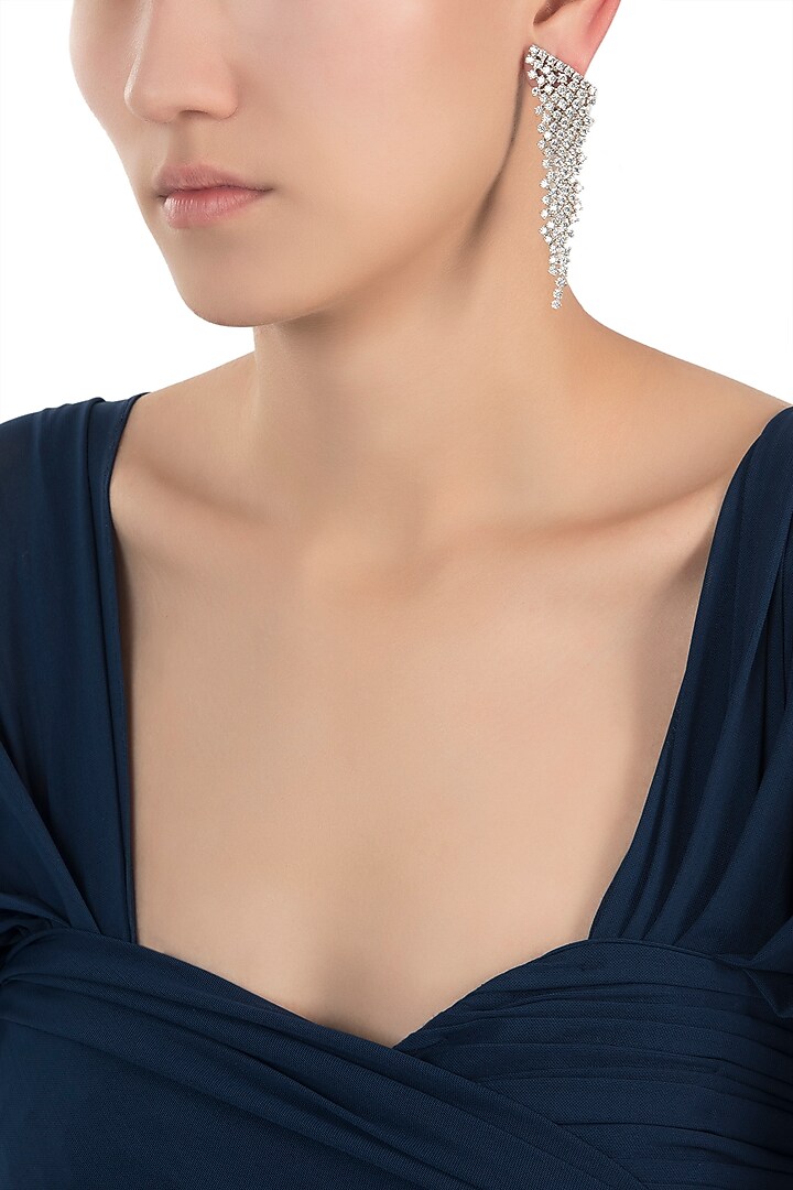 Silver plated waterfall faux diamond earrings by Aster at Pernia's Pop Up Shop