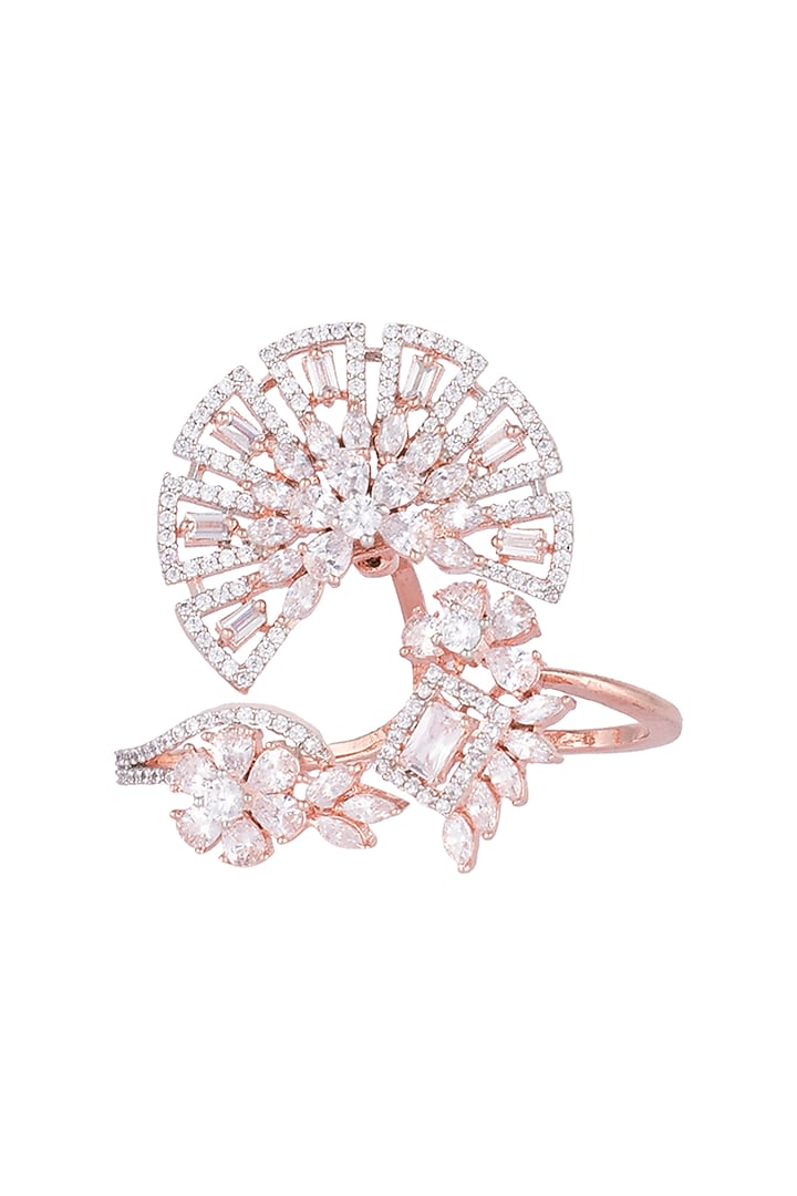 Rose gold plated double finger diamond ring by Aster at Pernia's Pop Up Shop