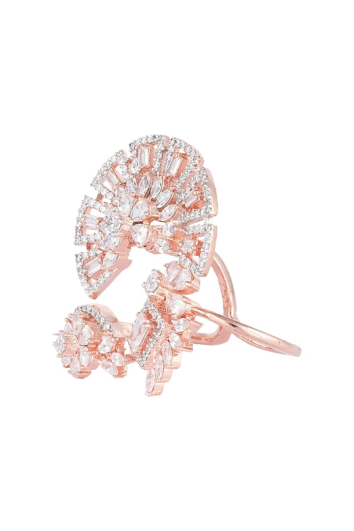 Rose gold plated double finger diamond ring by Aster at Pernia's Pop Up Shop