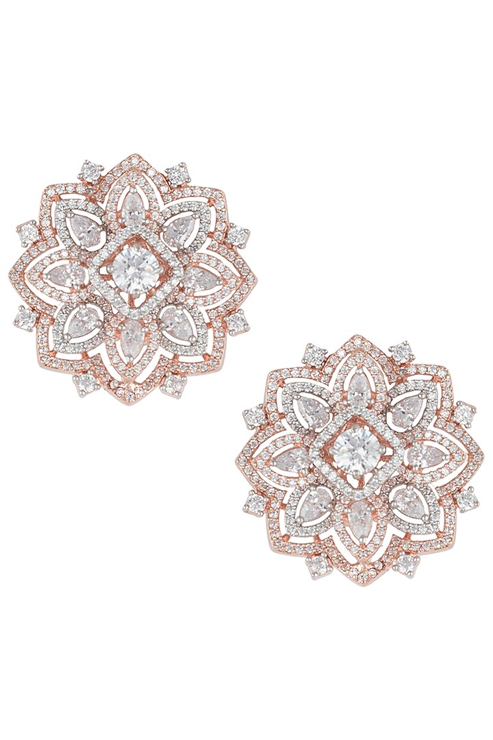 Rose gold plated oversized floral stud earrings by Aster at Pernia's Pop Up Shop