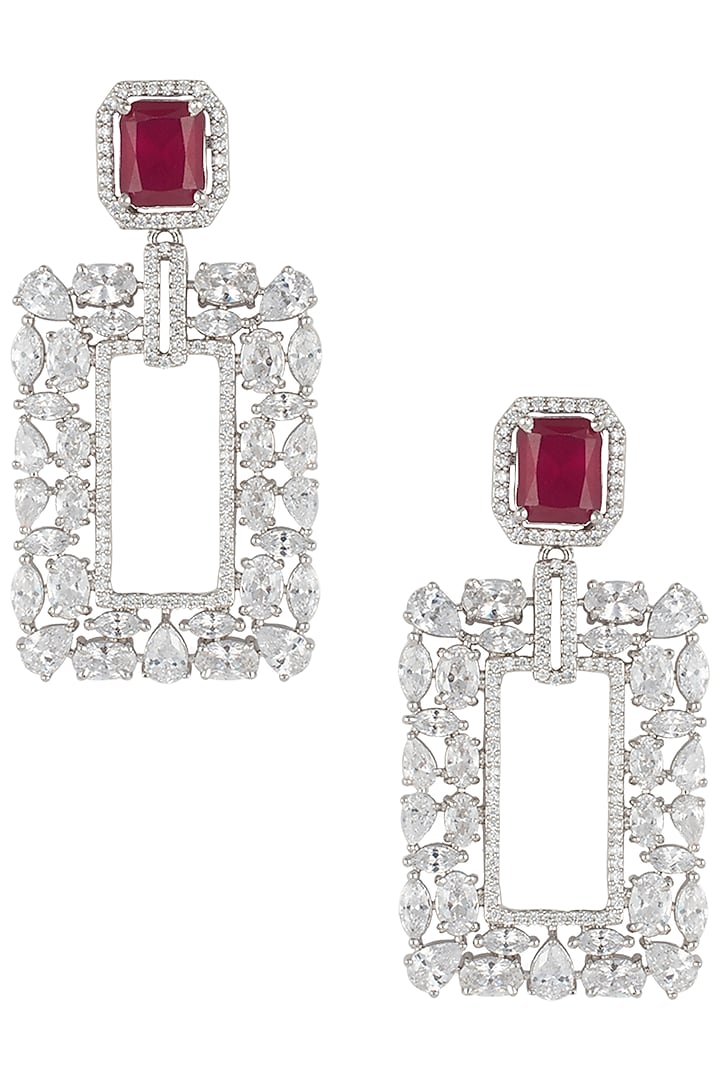 Silver plated diamond and ruby earrings by Aster at Pernia's Pop Up Shop