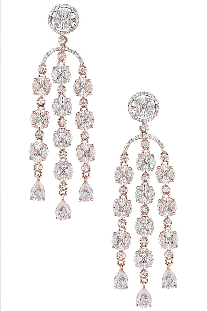 Rose gold plated diamond drop earrings Design by Aster at Pernia's Pop ...