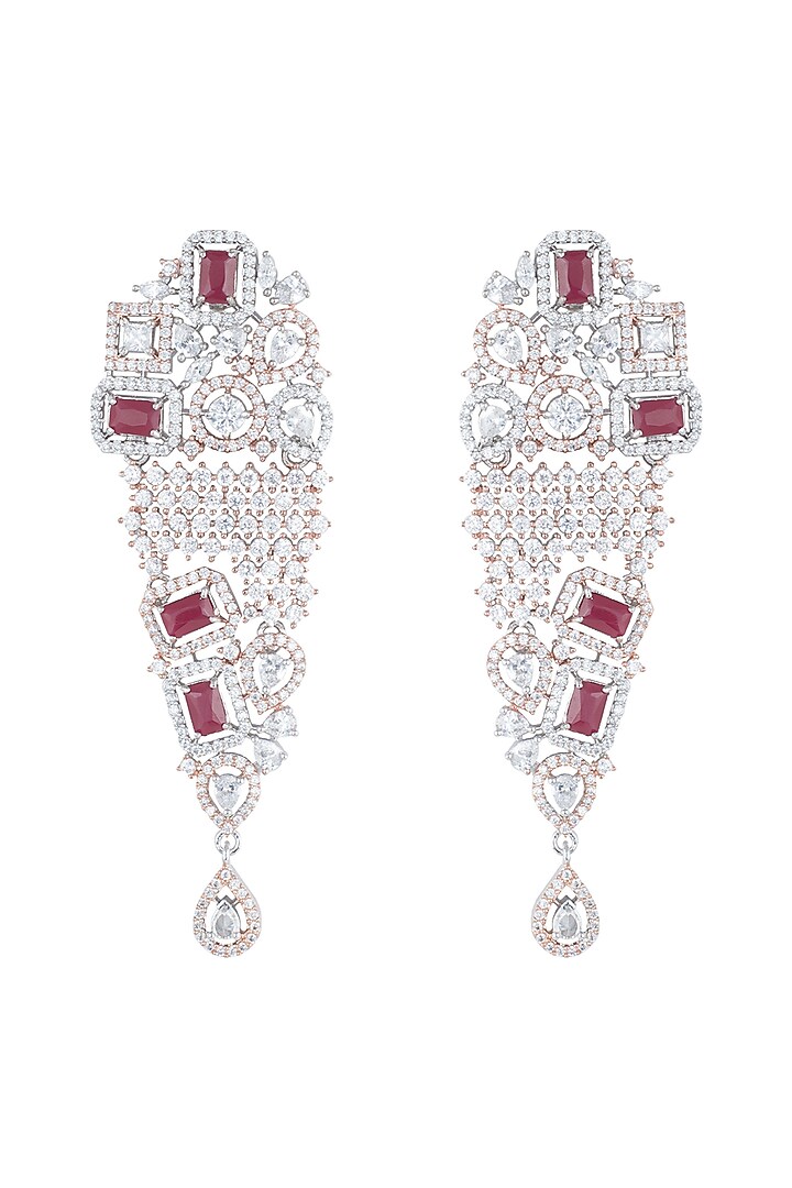 Silver plated faux diamond and ruby earrings by Aster at Pernia's Pop Up Shop