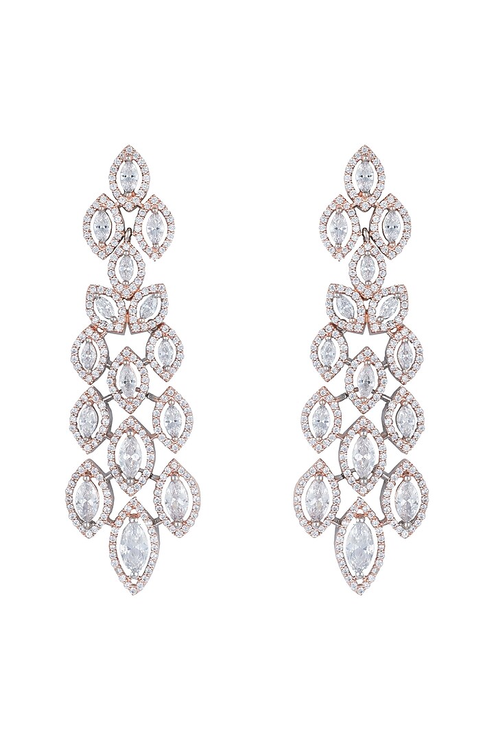 Silver plated faux diamond long earrings by Aster at Pernia's Pop Up Shop
