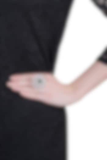 Silver plated faux diamond and emerald ring by Aster at Pernia's Pop Up Shop