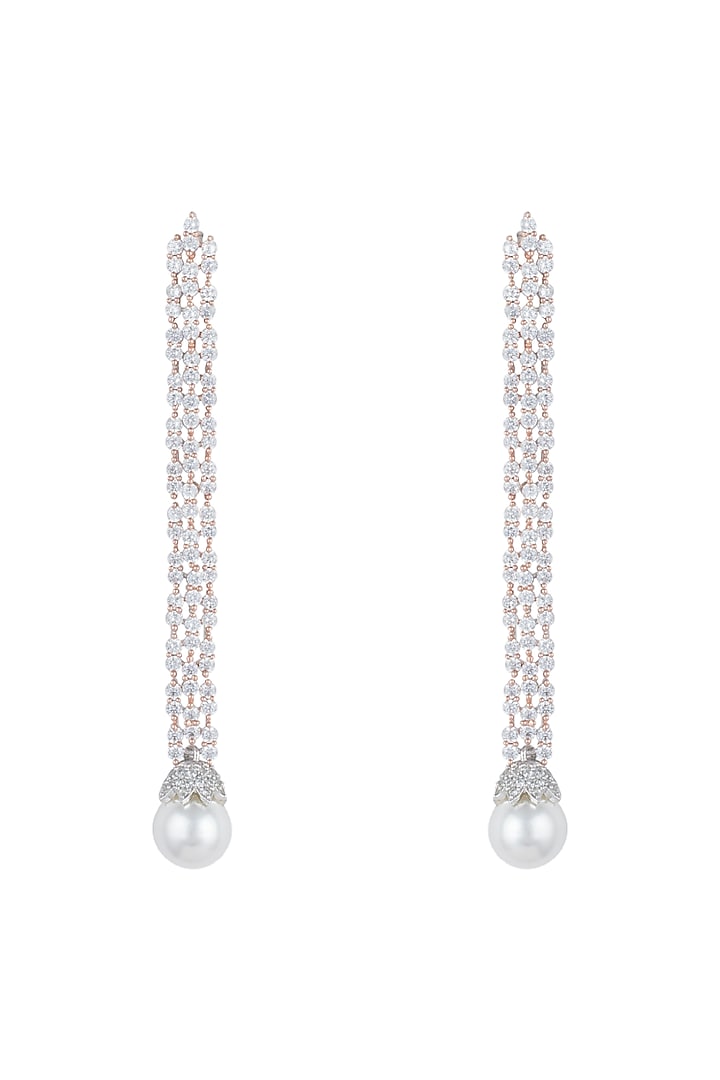 Silver plated diamond long earrings by Aster at Pernia's Pop Up Shop