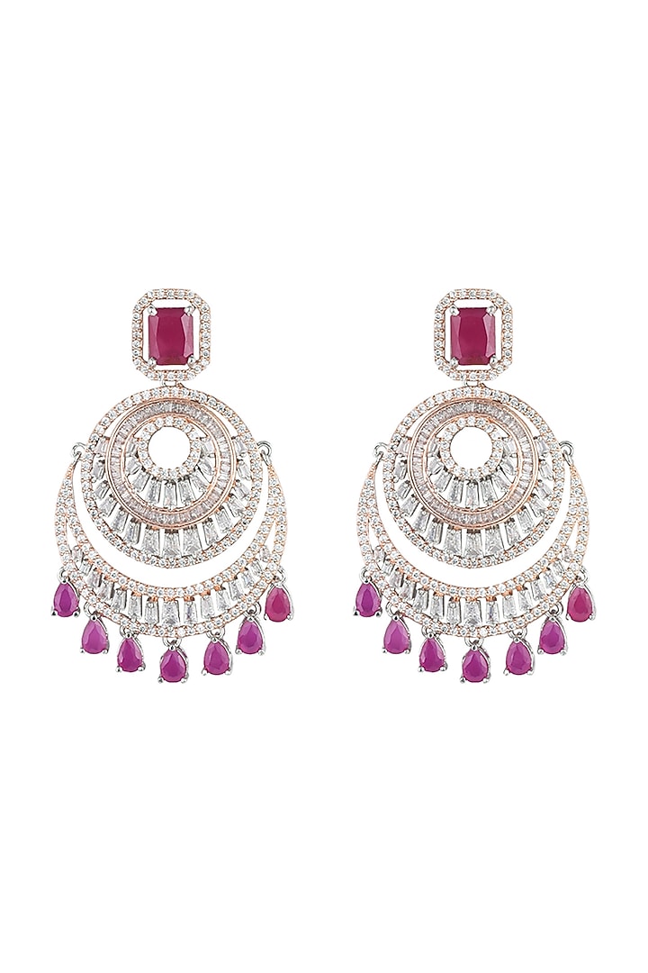 Silver plated faux diamond and ruby drop earrings by Aster at Pernia's Pop Up Shop