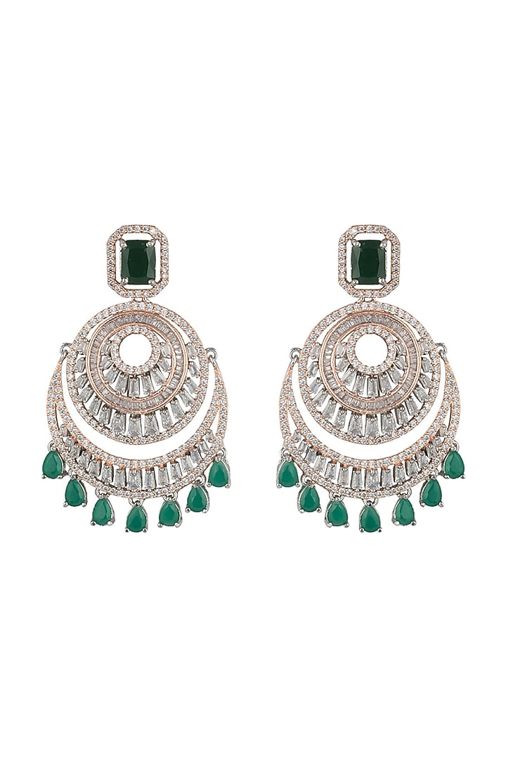 Silver plated faux diamond and emerald earrings by Aster at Pernia's Pop Up Shop