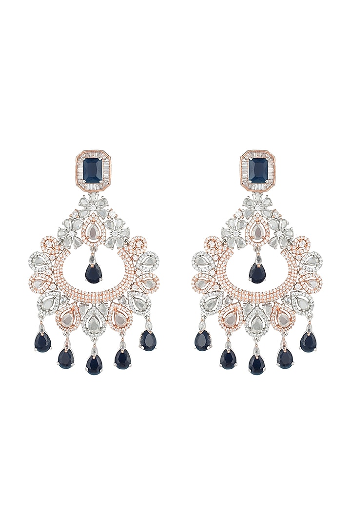 Silver plated faux diamond and sapphire earrings by Aster at Pernia's Pop Up Shop