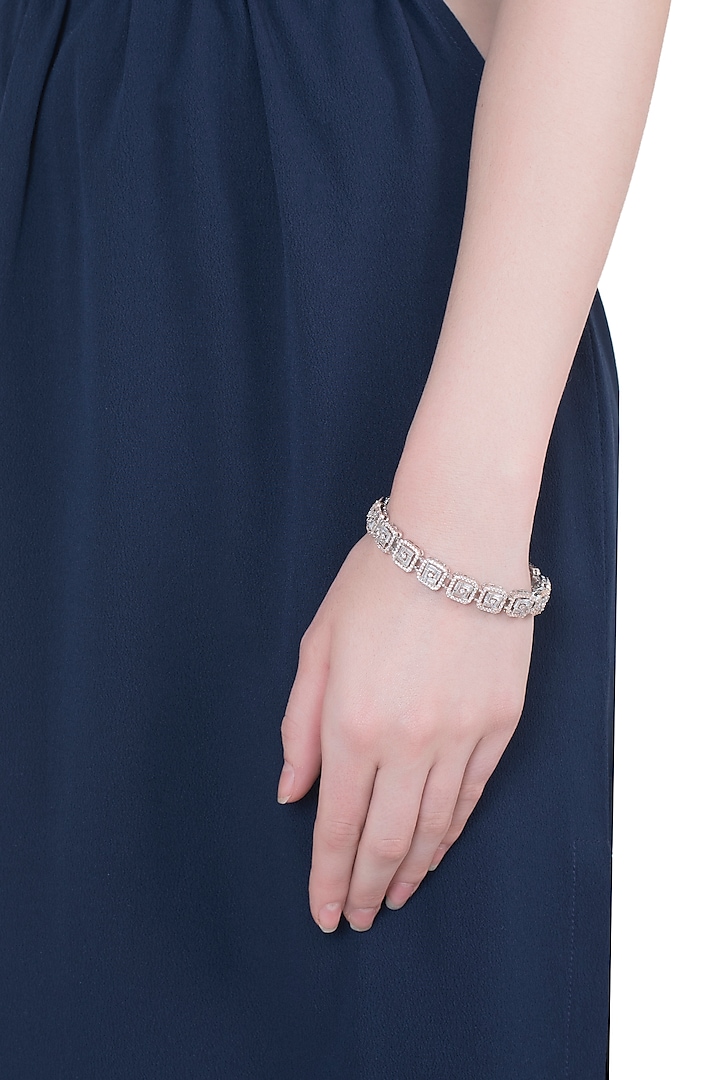 Silver plated faux diamond bracelet by Aster